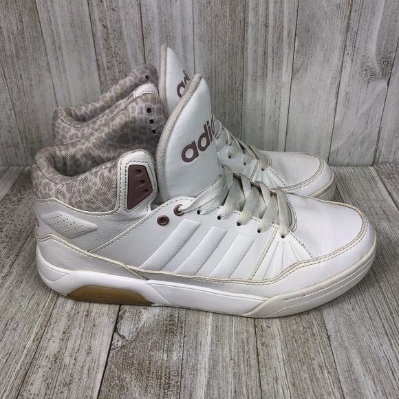 adidas Shoes - Adidas Womens 7.5 Play9tis Hi-Top Sneaker White Cheetah Leopard Animal Print